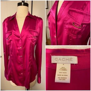 Hot pink, silk blouse.